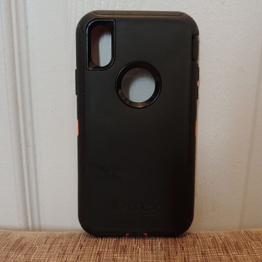 Otterbox Defender Orange and Black iPhone XS & X Drop and Shockproof Case. - Picture 2 of 2